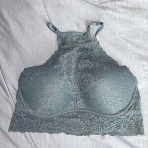 Victoria's Secret Pink Lace Halter Bralette Sage Green Bralette Size Large
